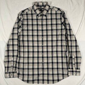 Express Slim Performance Shirt Men's Large White Check Button Up NWT Long Sleeve